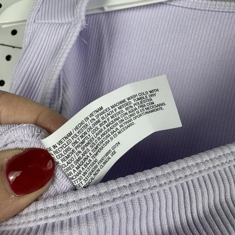 Y2K Ribbed Romper Bodysuit Light Violet Sleeveless One‎ Piece XL